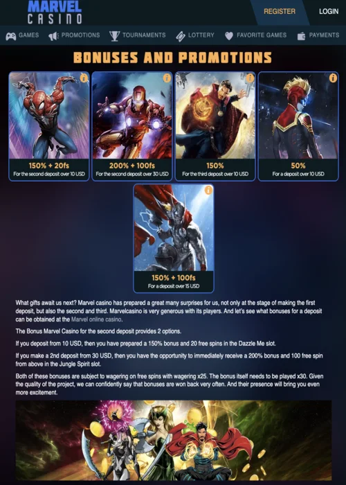 Willkommensbonus Marvel Casino