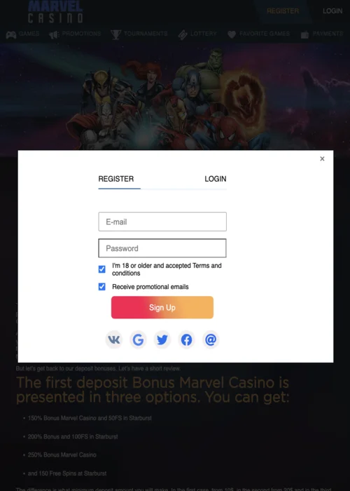 Registrierung Marvel Casino